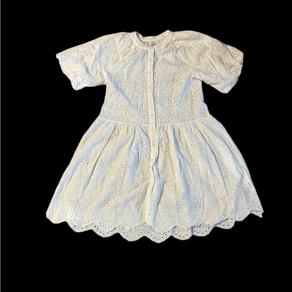 Stitchdrop Womens White Short Sleeve Baby Doll Dress Size Medium Hole Patterned - Picture 12 of 12